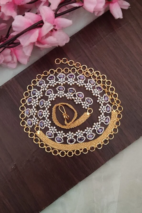 Purple Stone AD Design Hip Chain
